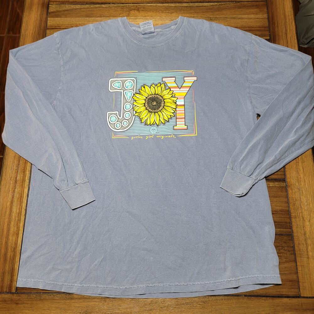 Girlie Girl Originals LS Blue Tee (Comfort Colors) "JOY" - Size 2XL